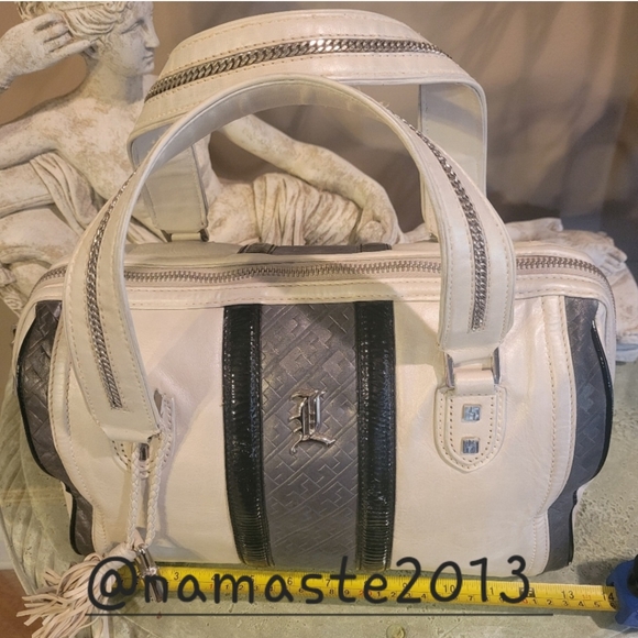 L.A.M.B. by Gwen Stefani Leather Frosted Satchel Luxury Designer Handbag #544 - Picture 4 of 15